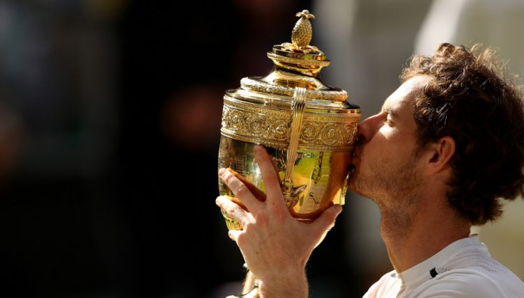 Andy Murray with Wimbledon trophy