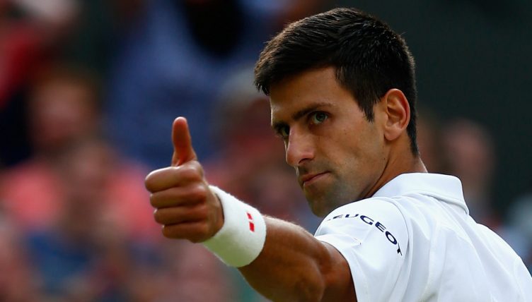 Novak Djokovic gives thumbs up
