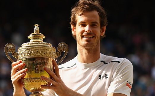 Andy Murray with Wimbledon trophy