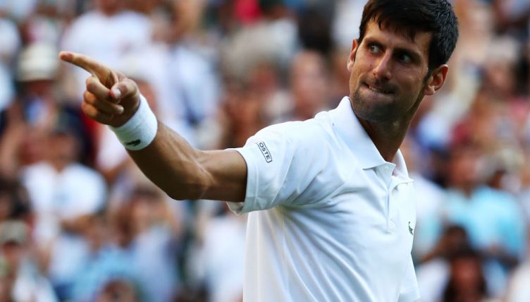 Novak Djokovic pointing
