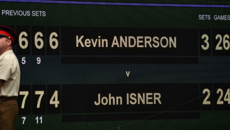 Kevin Anderson v John Isner scoreboard