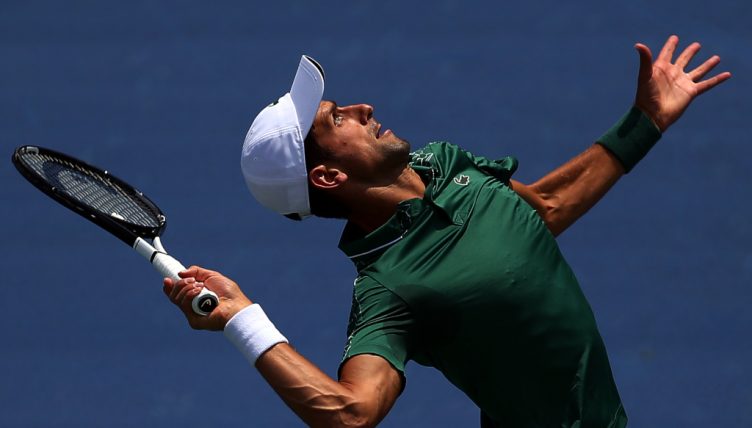 Novak Djokovic serving