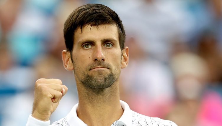 Novak Djokovic celebrates in Cincinnati