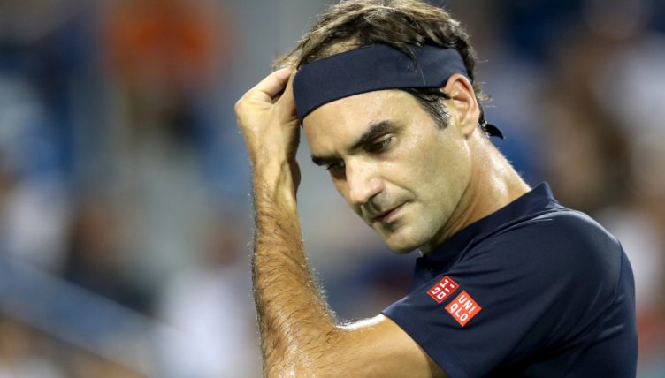 Roger Federer looking downcast