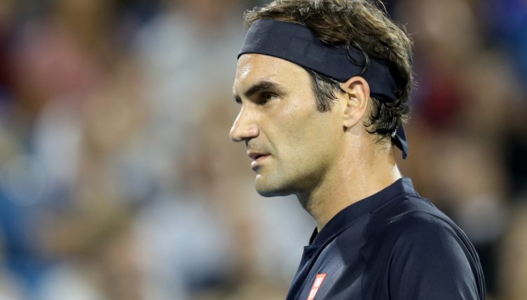 Roger Federer looking pensive