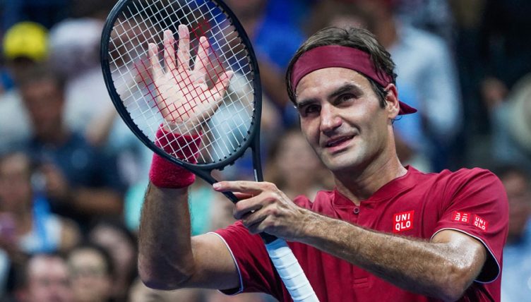 Roger Federer celebrates