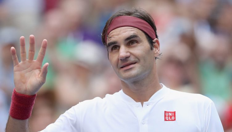 Roger Federer celebrates