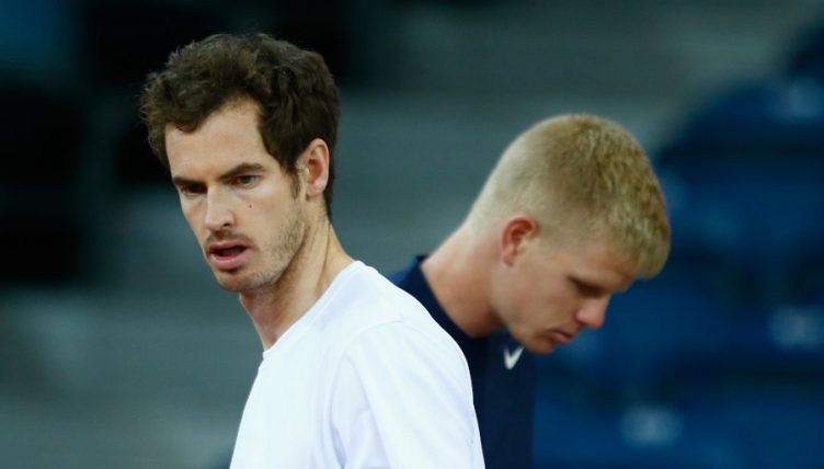 Andy Murray and Kyle Edmund training