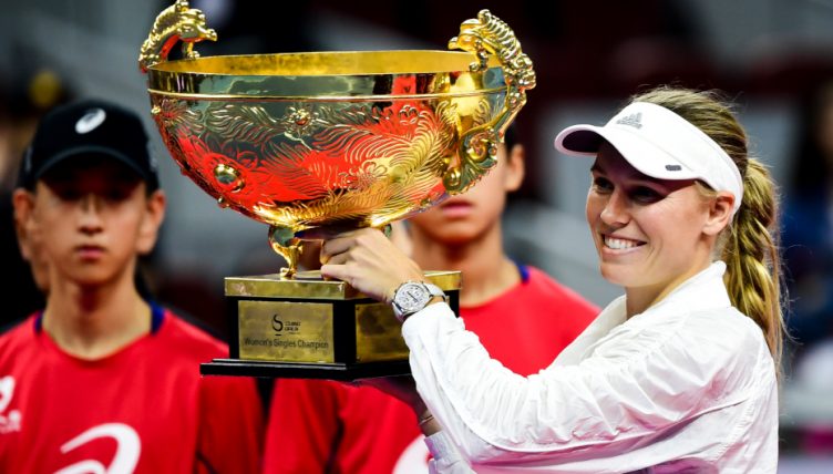 Caroline Wozniacki celebrates