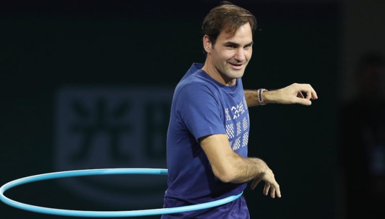 Roger Federer hula hooping
