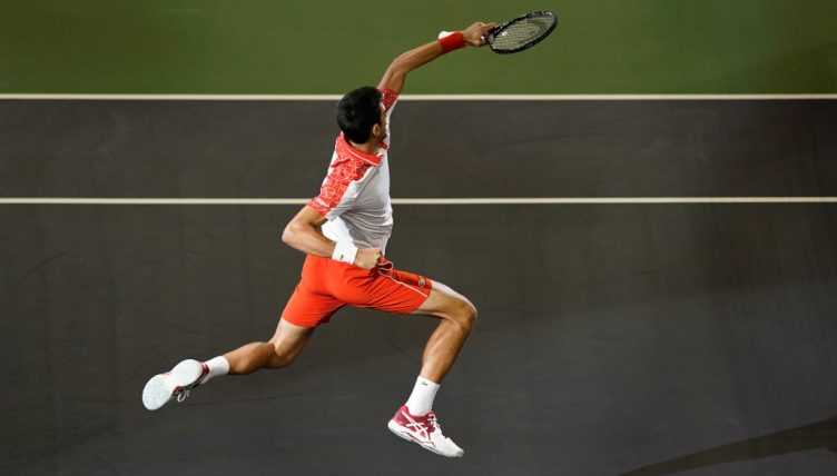Novak Djokovic jumping