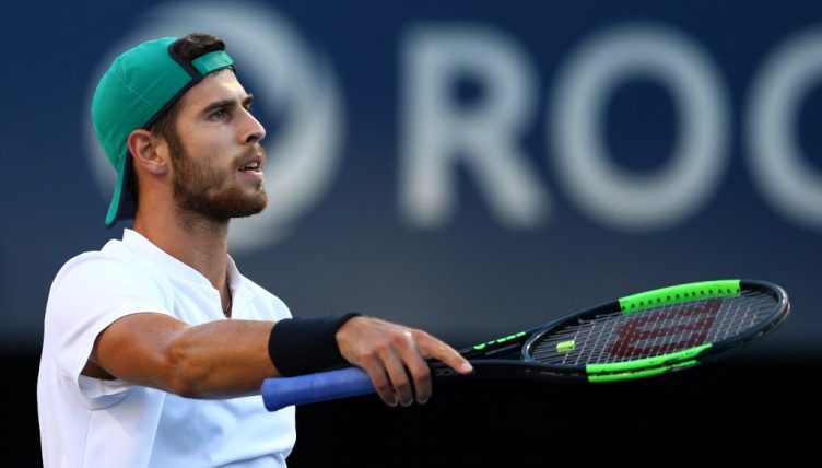 Karen Khachanov in action