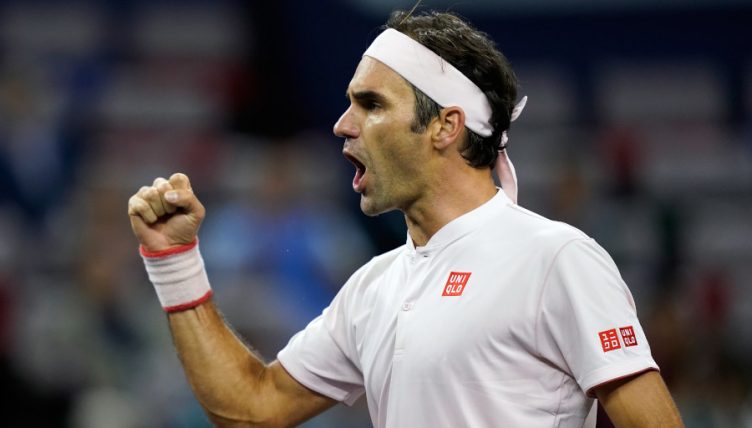 Roger Federer celebrates