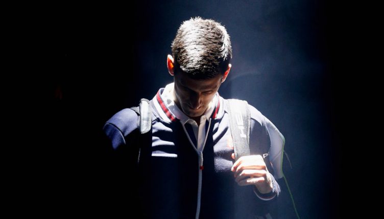 Novak Djokovic arriving on court