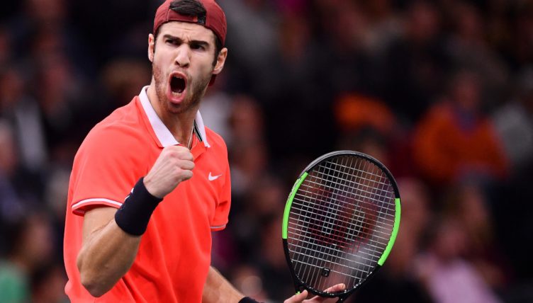 Karen Khachanov celebrating