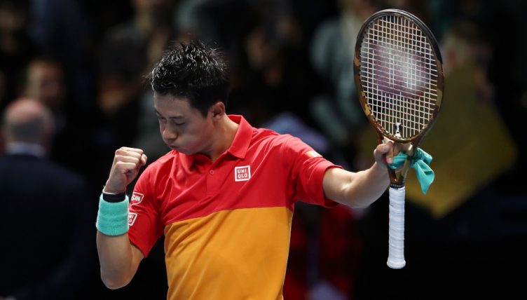 Kei Nishikori celebrates
