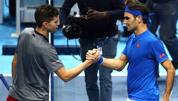 Roger Federer and Dominic Thiem at the ATP Finals