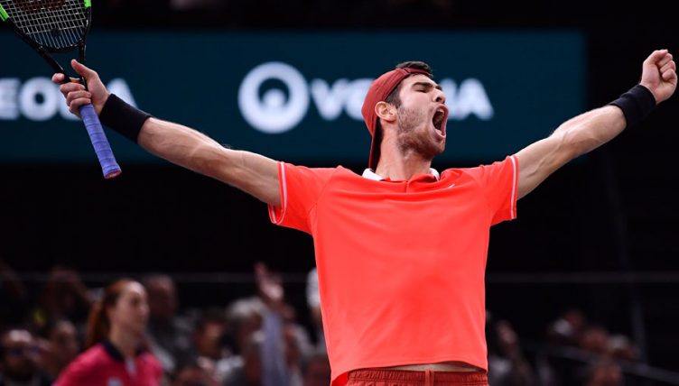 Karen Khachanov celebrates