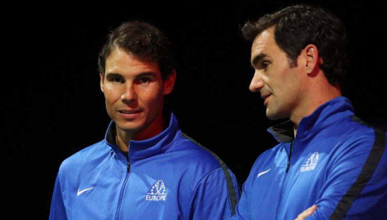Rafael Nadal and Roger Federer in discussion