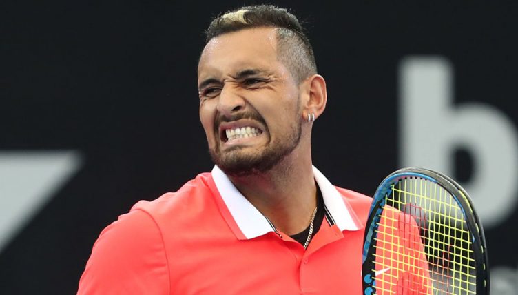 Nick Kyrgios grimaces