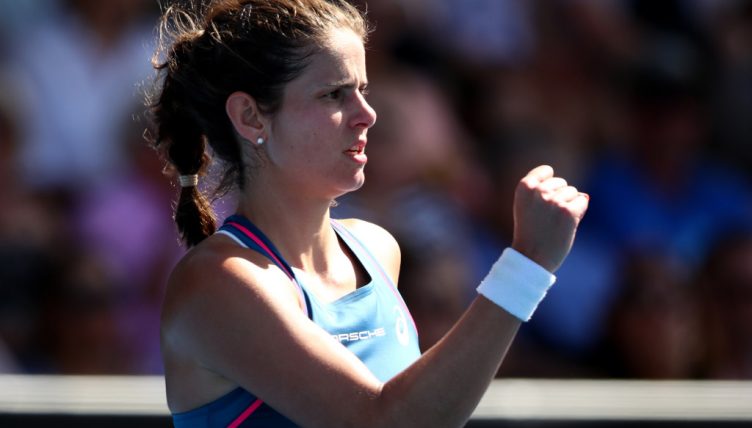 Julia Goerges celebrates