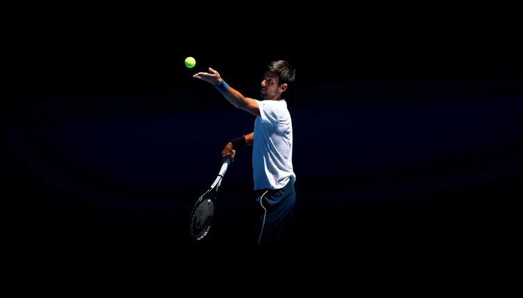 Novak Djokovic serving
