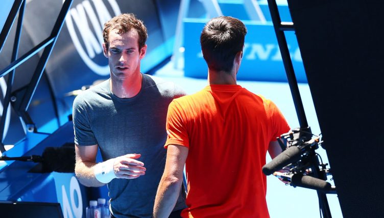 Andy Murray and Novak Djokovic practice match