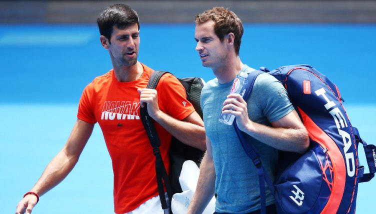 Andy Murray with Novak Djokovic