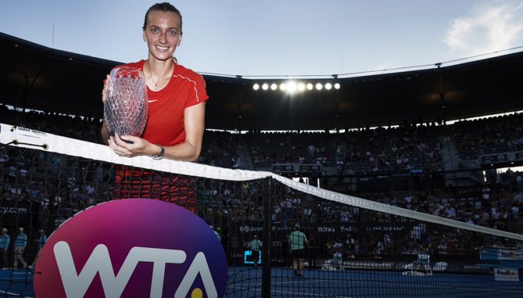 Petra Kvitova with Sydney international trophy