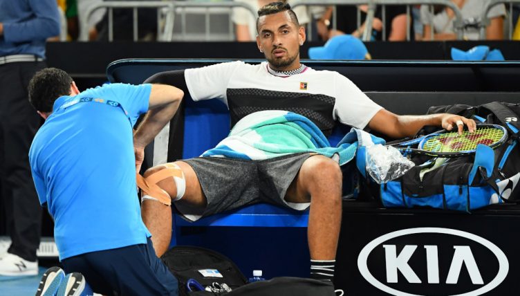 Nick Kyrgios receiving treatment