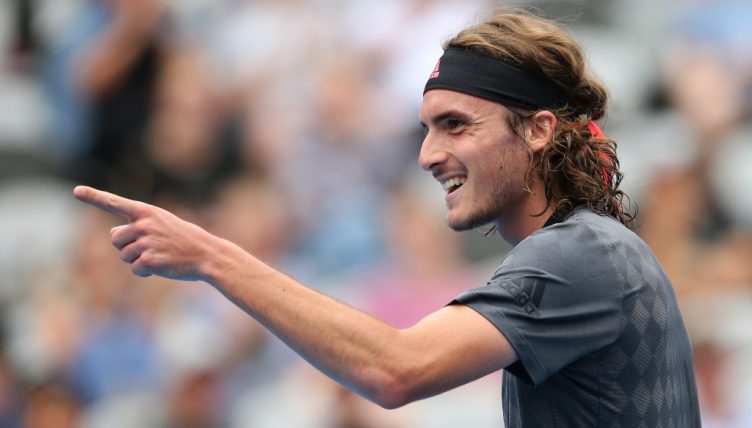 Stefanos Tsitsipas pointing