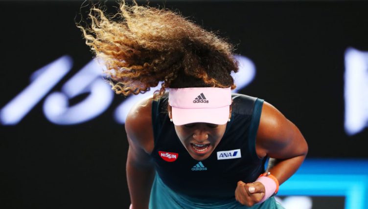 Naomi Osaka celebrating