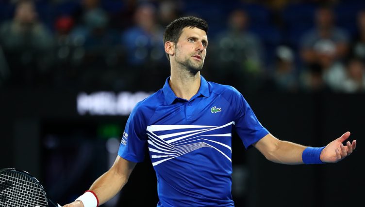 Novak Djokovic celebrates at Australian Open