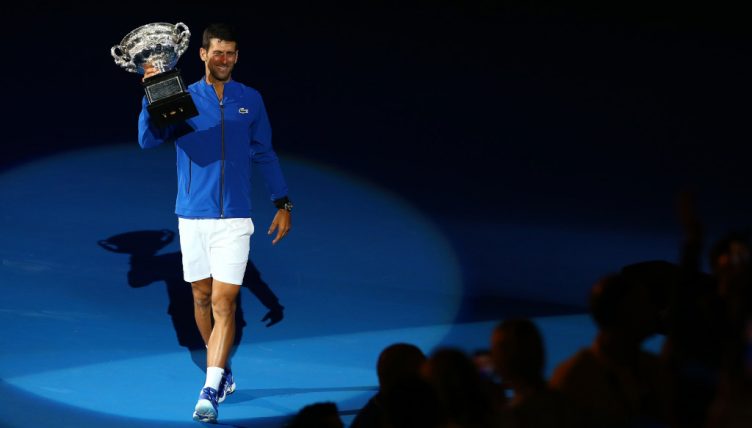 Novak Djokovic with Australian Open trophy