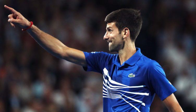Novak Djokovic pointing