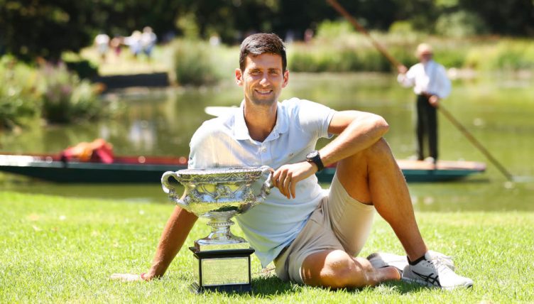 Novak Djokovic with Australian Open trophy