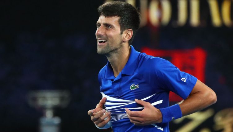 Novak Djokovic celebrates