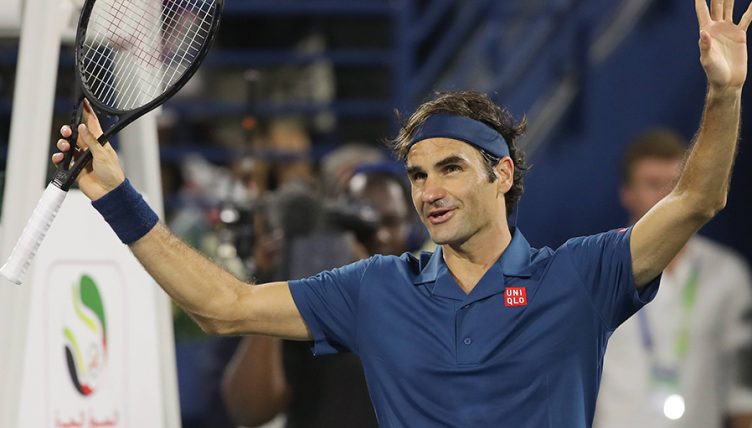 Roger Federer celebrates