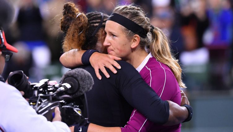 Serena Williams and Victoria Azarenka hugging