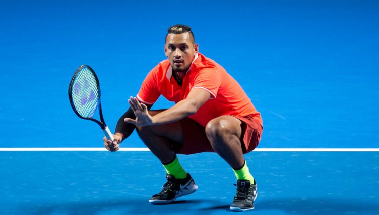 Nick Kyrgios on his haunches