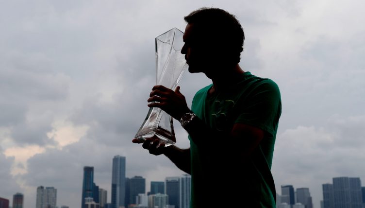 Roger Federer with Miami Open trophy