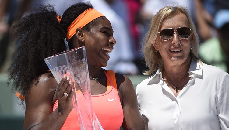 Serena Williams and Martina Navratilova at 2015 Miami Open PA