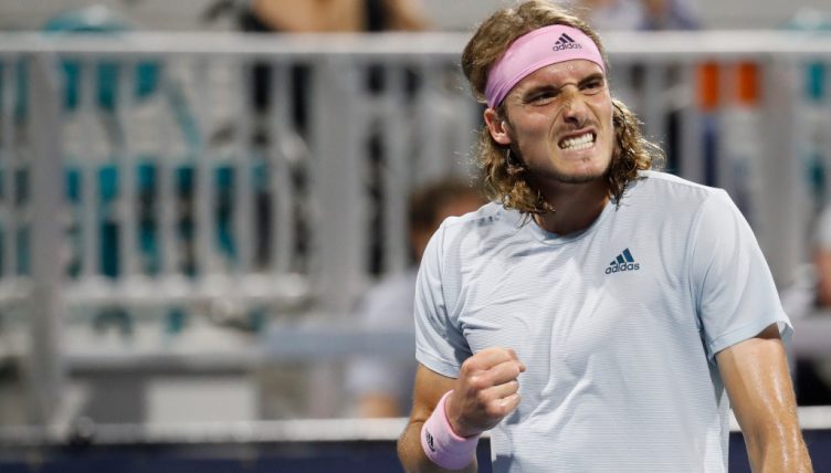 Stefanos Tsitsipas in action