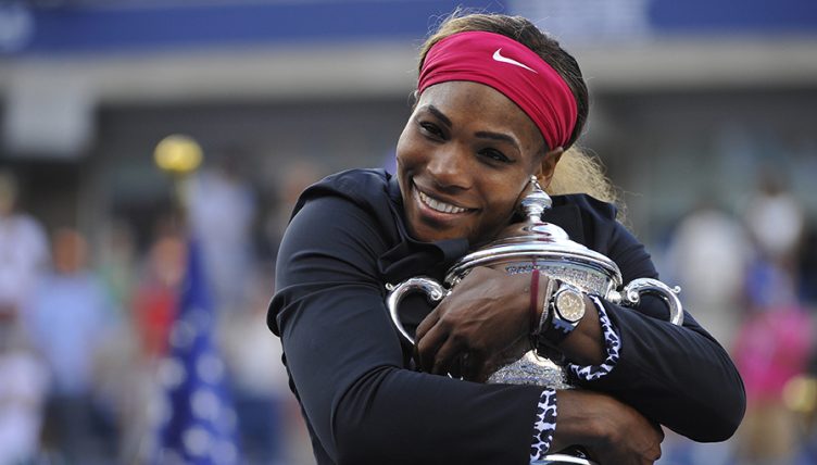 Serena Williams with US Open trophy PA