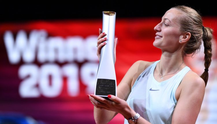 Petra Kvitova with Porsche Tennis Grand Prix trophy