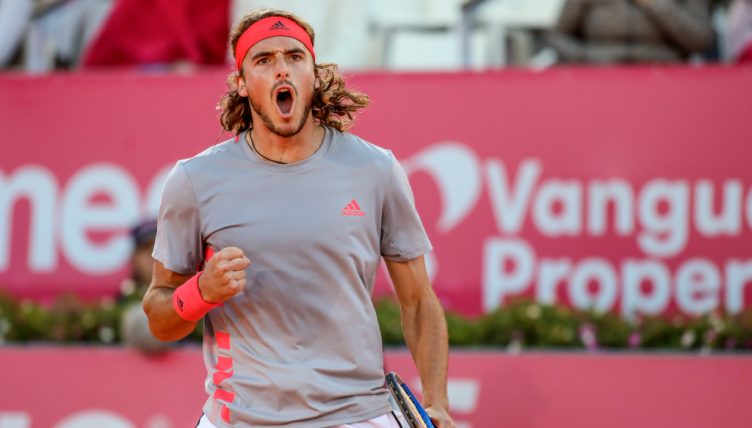 Stefanos Tsitsipas in action