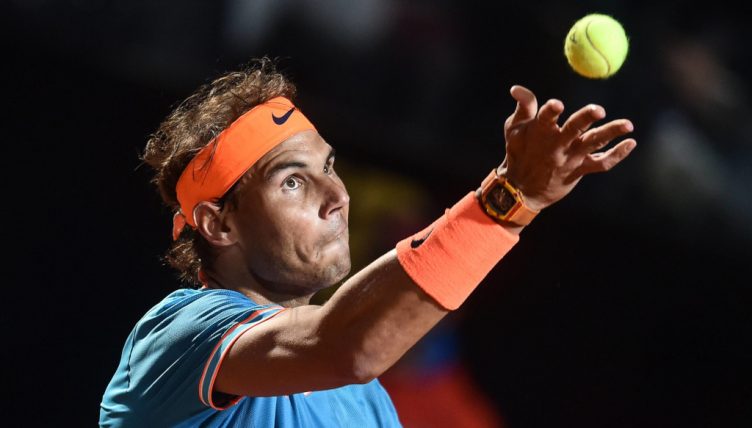 Rafael Nadal serving