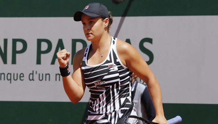 Ashleigh Barty celebrates at the French Open