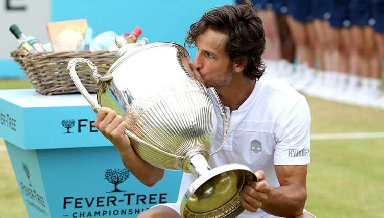 Feliciano Lopez with Queen's trophy