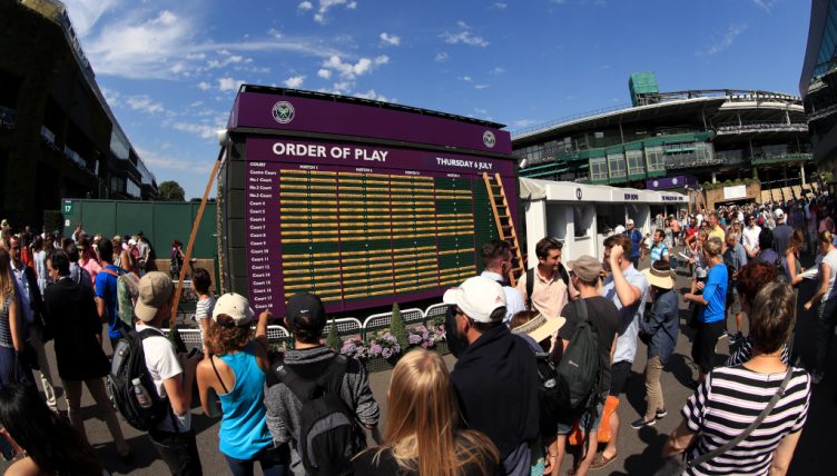 Wimbledon Order of Play board